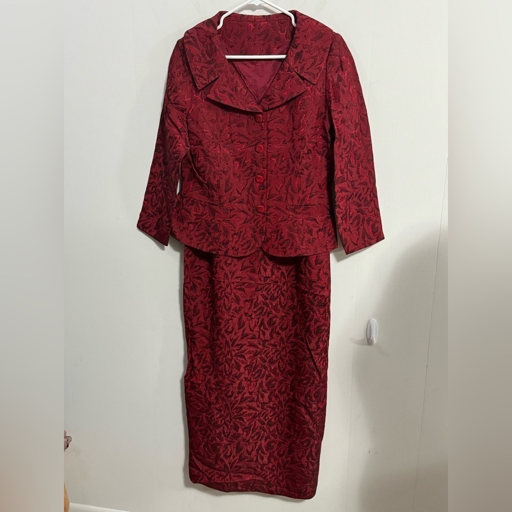 Red spaghetti strap Asian dress with Jacket Sz Small